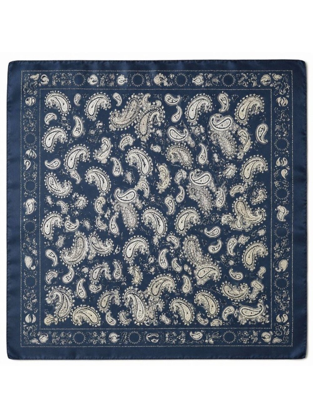 Navy Satin Paisley Scarf Women Square 27x27